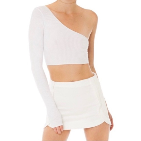 ARE YOU AM I White One-Shoulder Crop Top - Picture 1 of 6